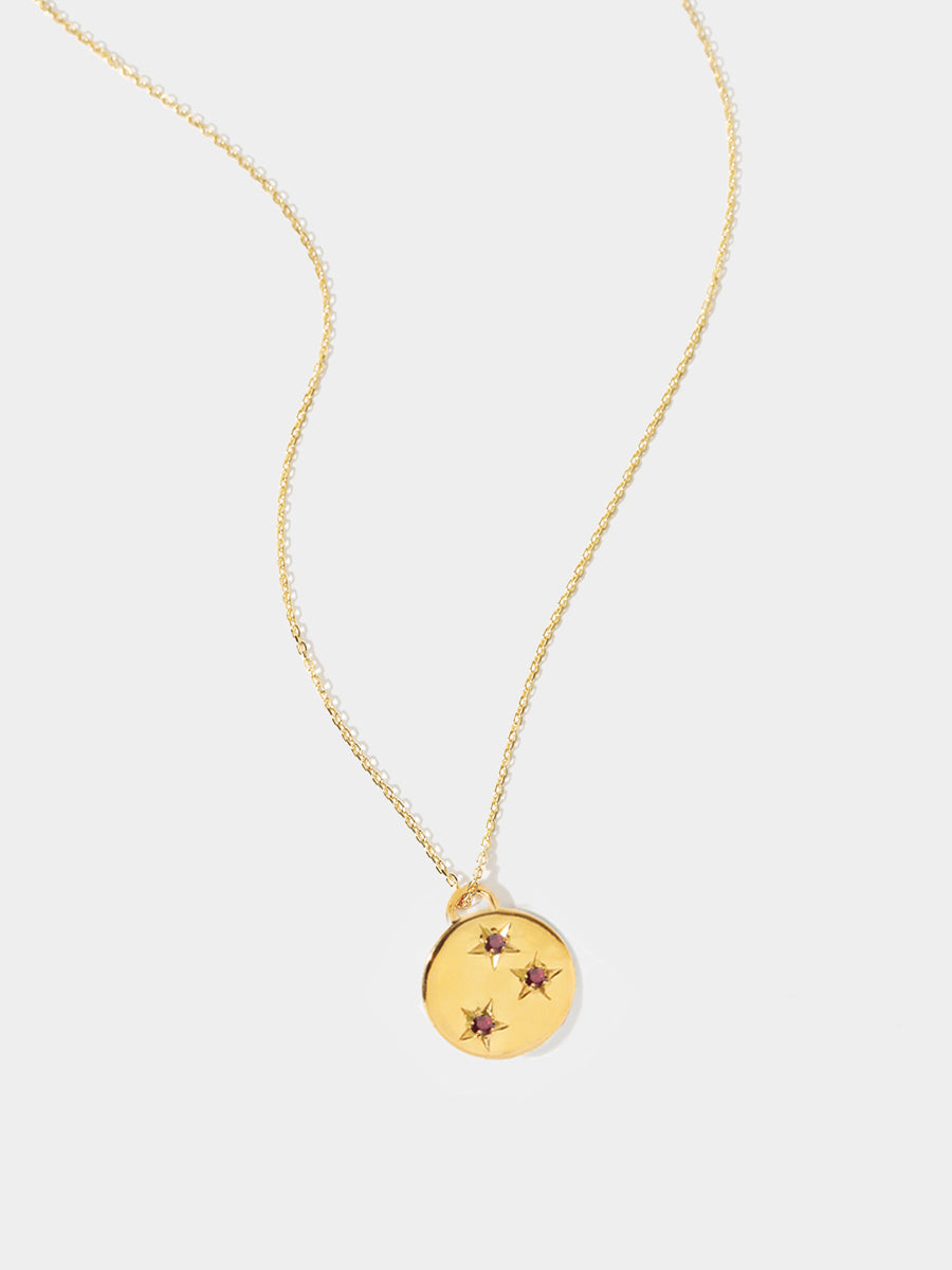 Gold Garnet January Birthstone Star set Charm Necklace
