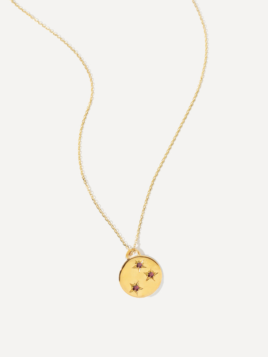 Collana con stella e granato dorato, pietra natale di gennaio