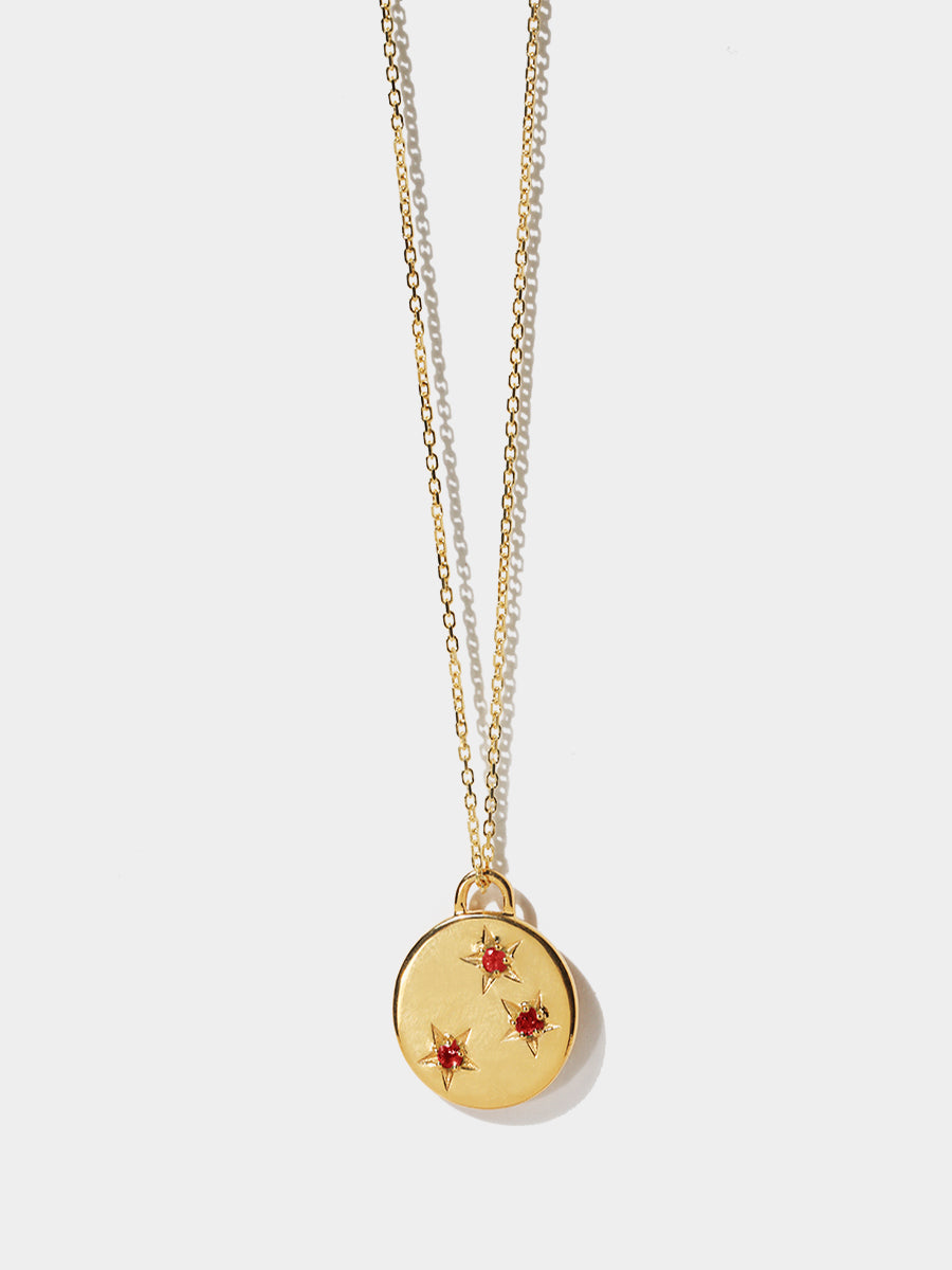 Gold Garnet January Birthstone Star set Charm Necklace