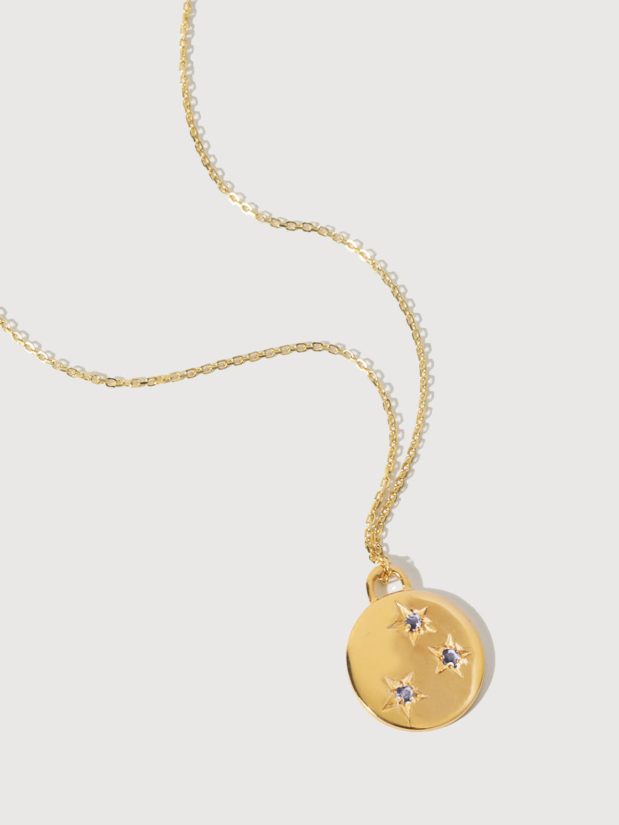 Gold Tanzanite December Birthstone Star Set Charm Necklace