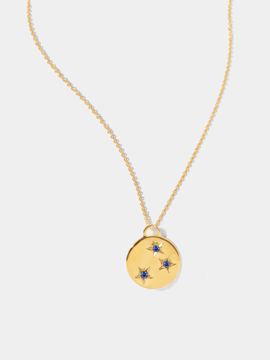 Gold Sapphire September Birthstone Star Set Charm Necklace