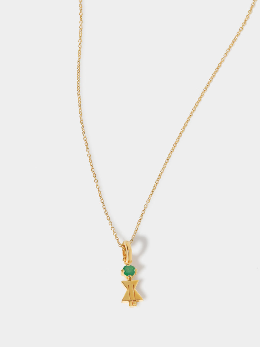 Birthstone Range Gold Mum or Woman with Connector - Emerald Quartz Gemstone - May