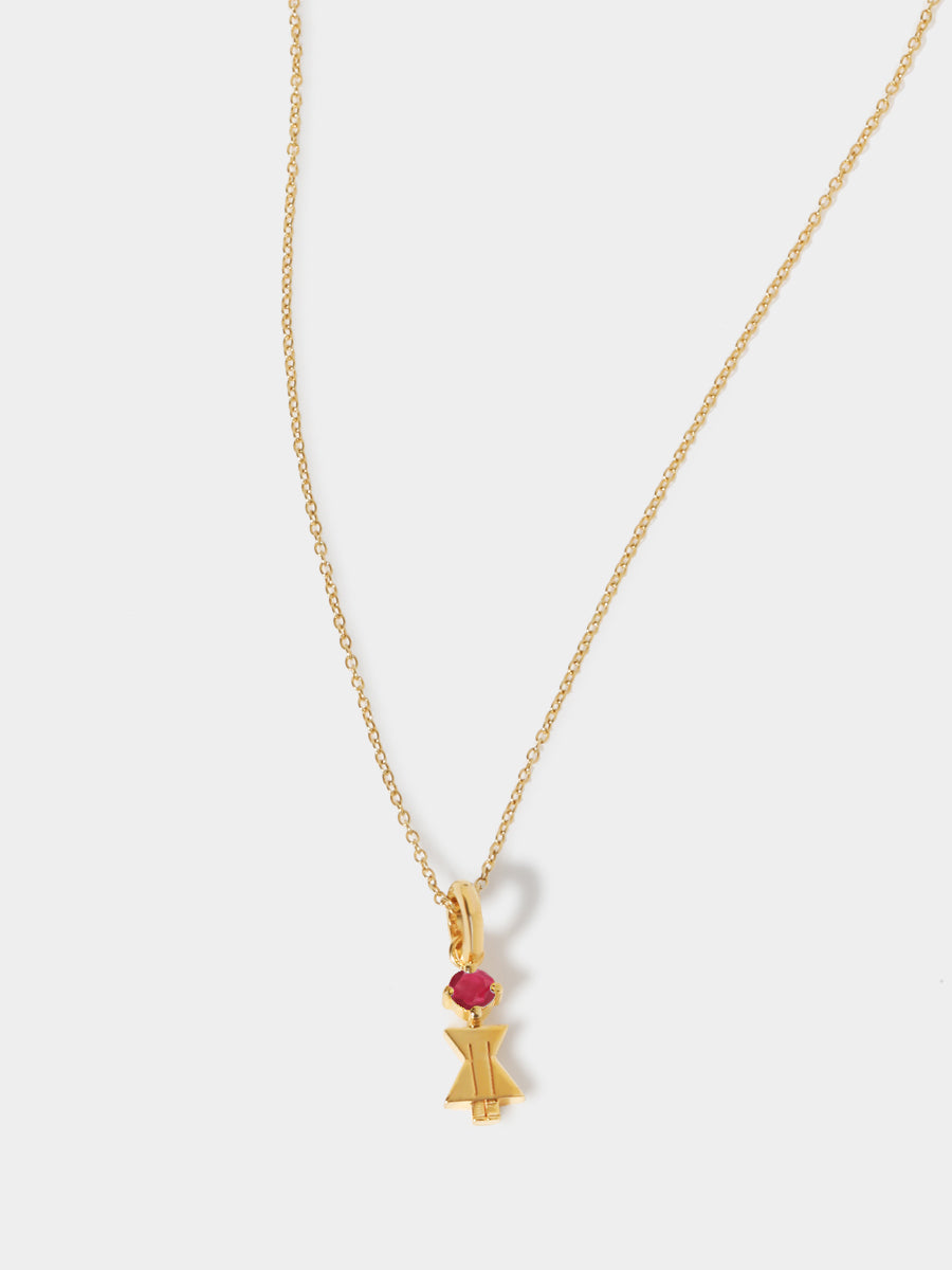 Birthstone Range Gold Mum or Woman with Connector - Ruby Quartz Gemstone - July