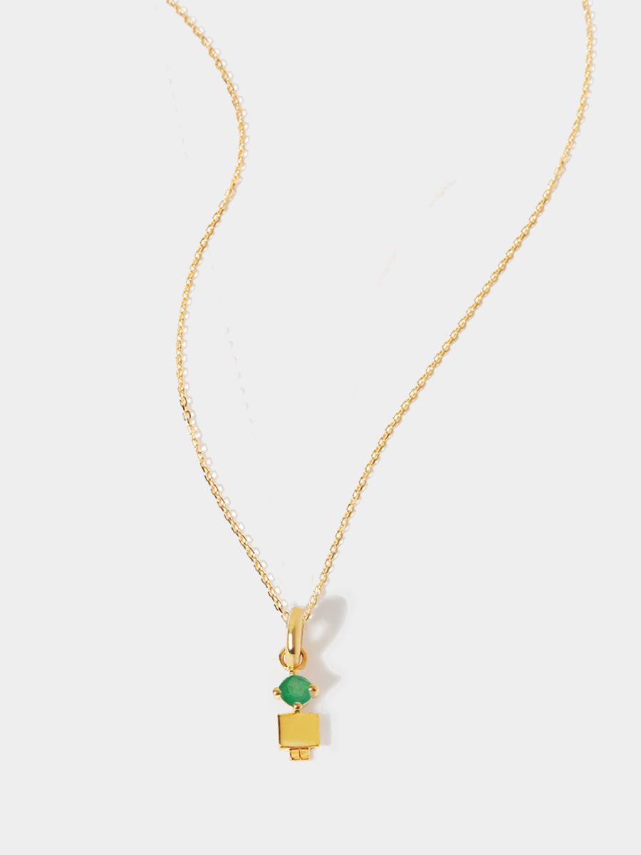 Birthstone Range Gold Son or Boy with Connector - Emerald Quartz Gemstone - May