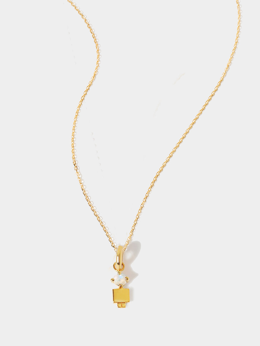 Birthstone Range Gold Son or Boy with Connector - Moonstone Gemstone - October
