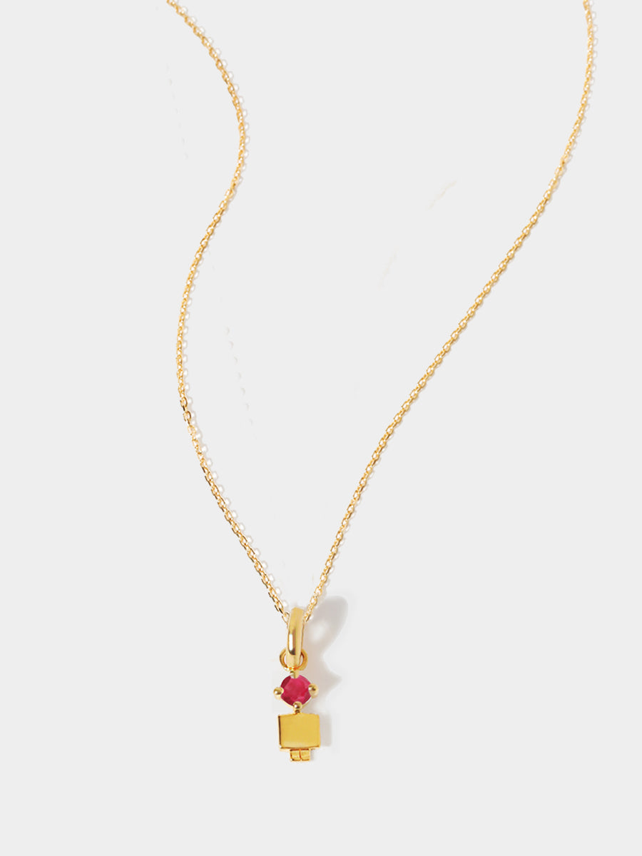 Birthstone Range Gold Son or Boy with Connector - Ruby Quartz Gemstone - July