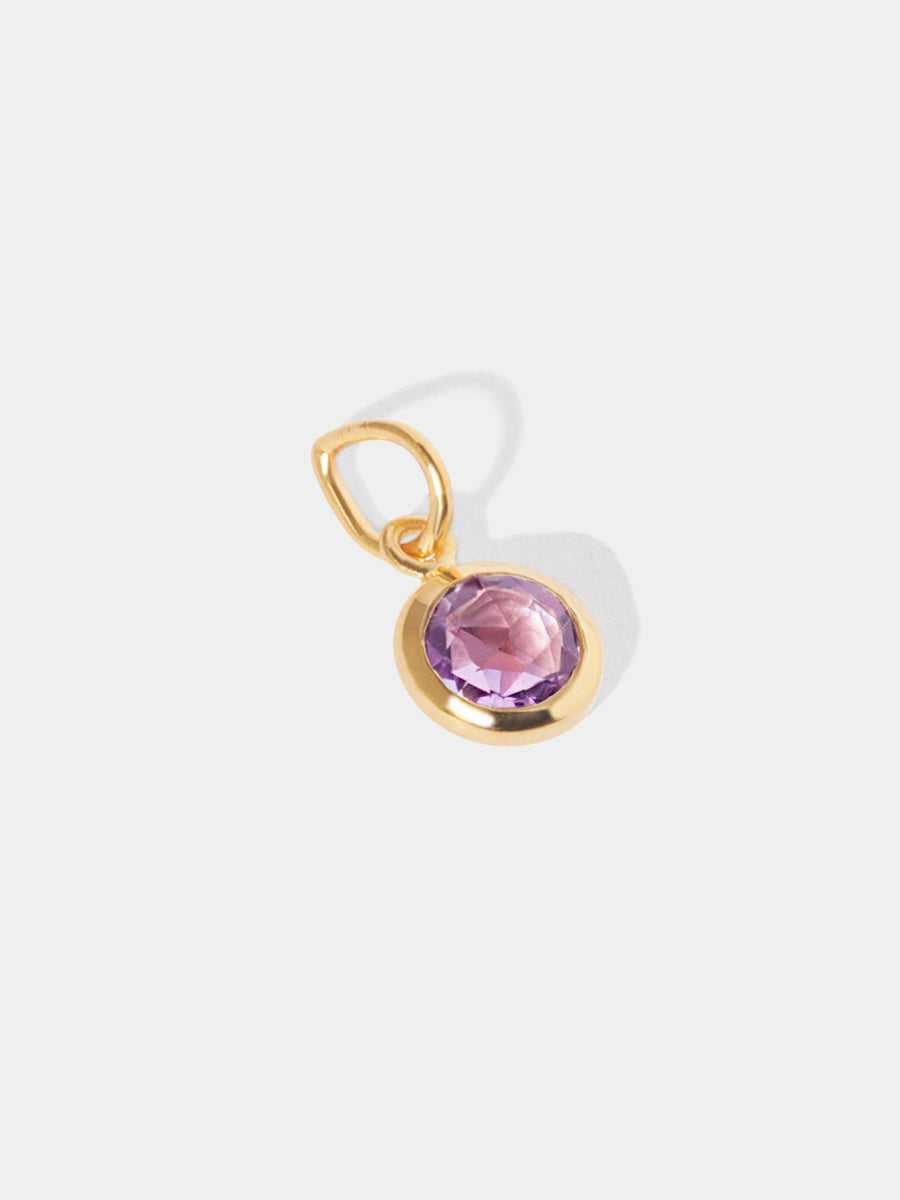 February 18k Gold Vermeil Birthstone Gemstone Pendant Brazilian Amethyst