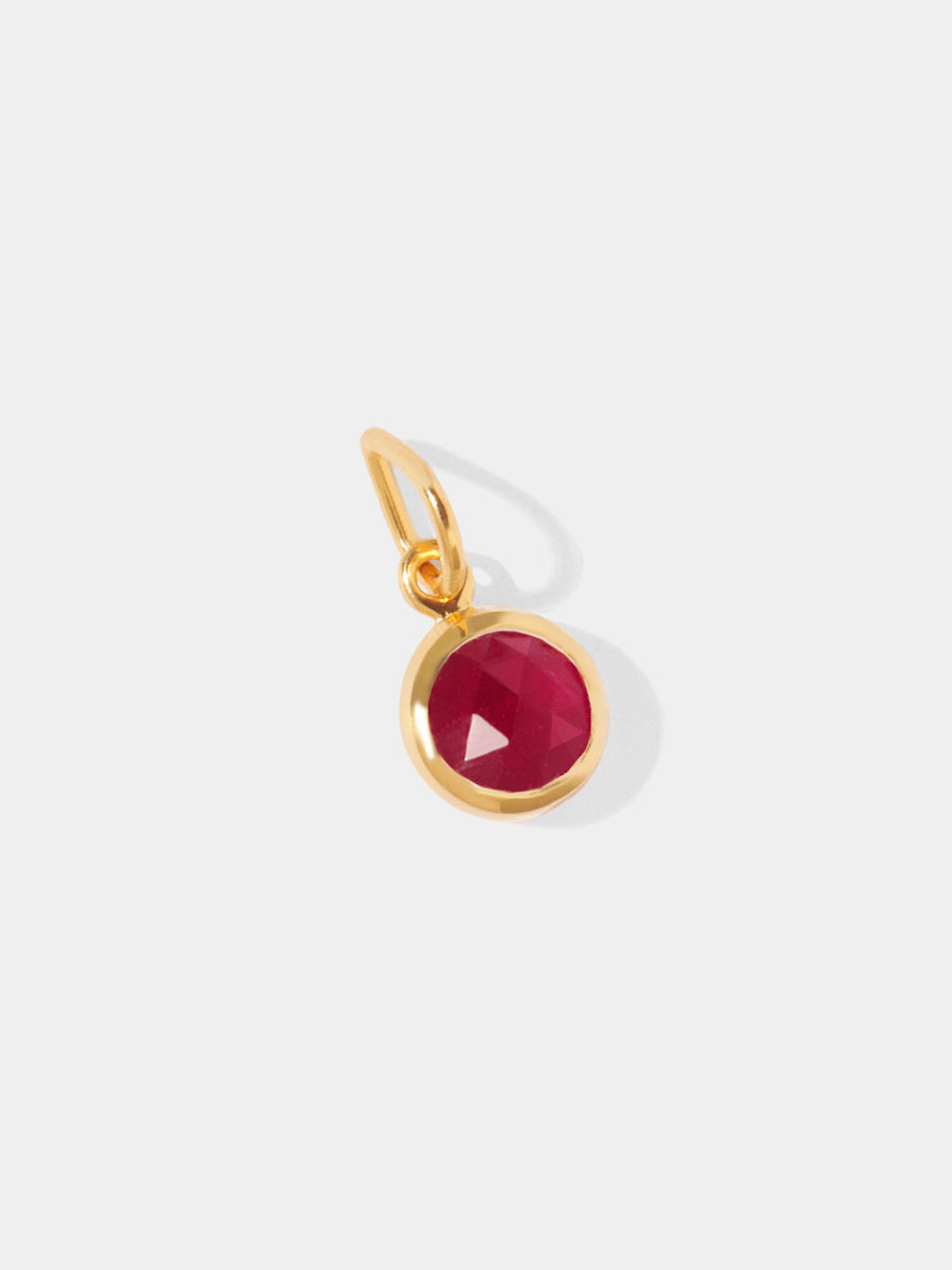 July 18k Gold Vermeil Birthstone Gemstone Pendant Ruby Quartz
