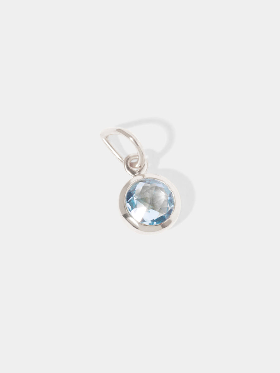 March Sterling Silver Birthstone Gemstone Pendant Blue Topaz