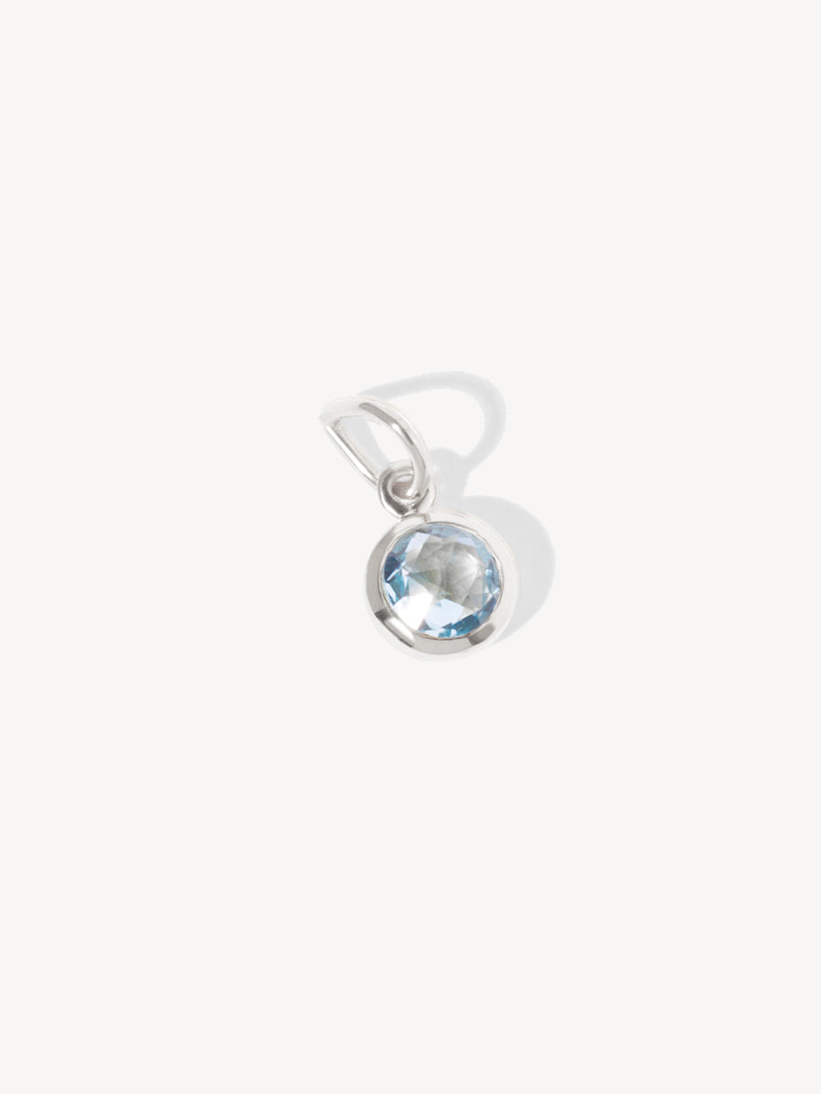 Silver Blue Topaz March Birthstone Necklace