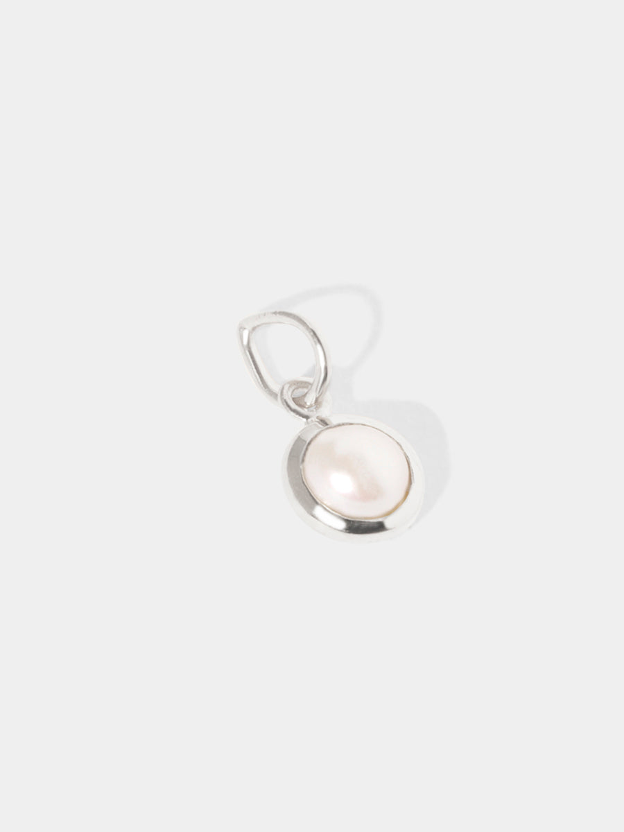 June Sterling Silver Birthstone Gemstone Pendant Pearl