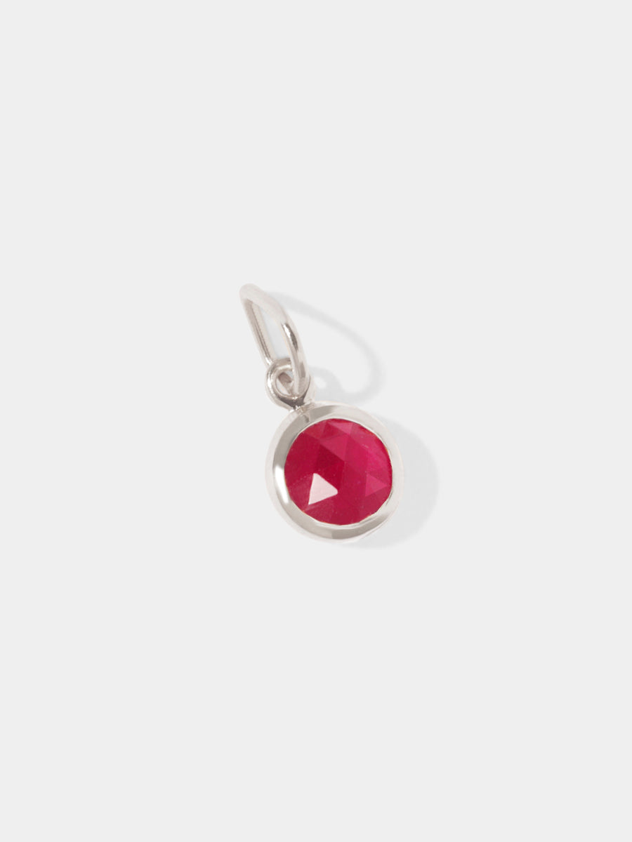 July Sterling Silver Birthstone Gemstone Pendant Ruby Quartz