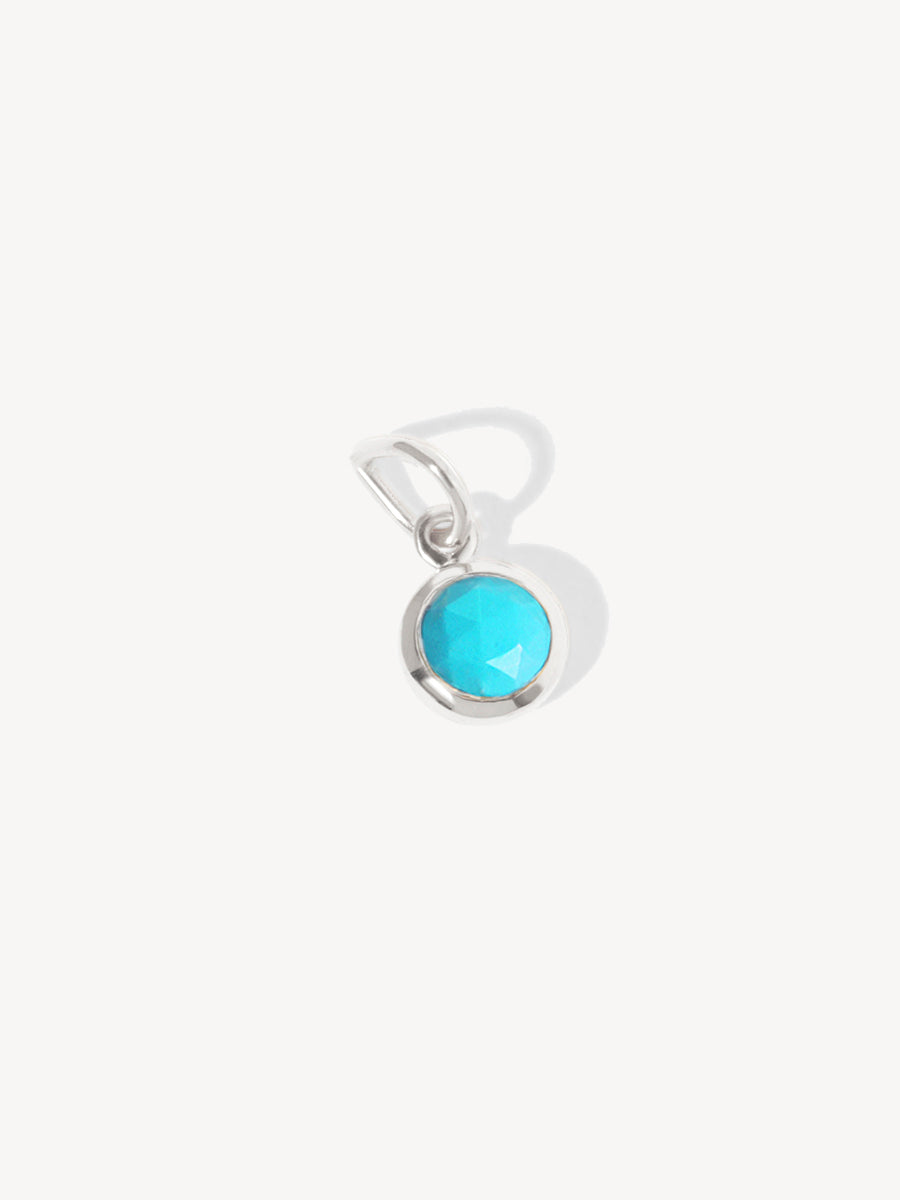 Collana con ciondolo in argento sterling con pietra portafortuna di dicembre e turchese