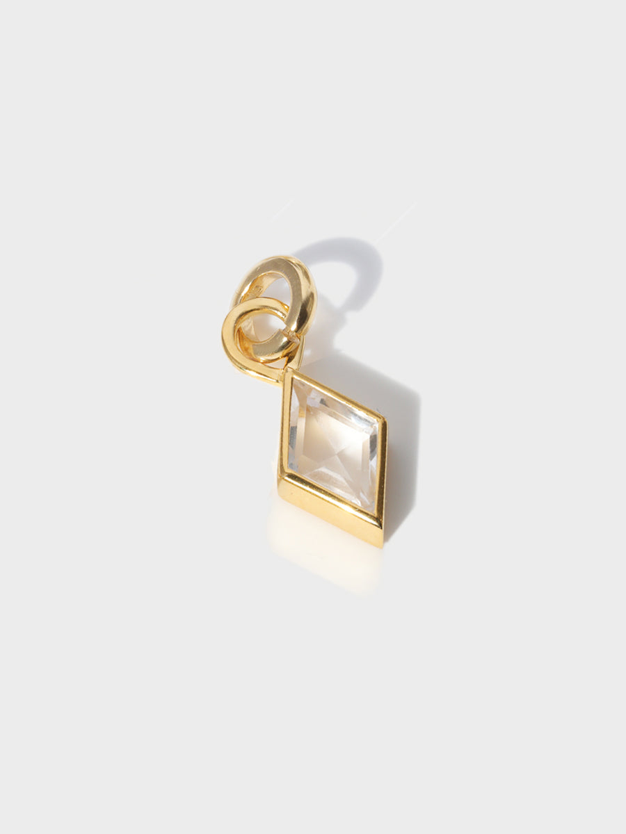 Gold and Crystal Gemstone Diamond Pendant Charm - Small