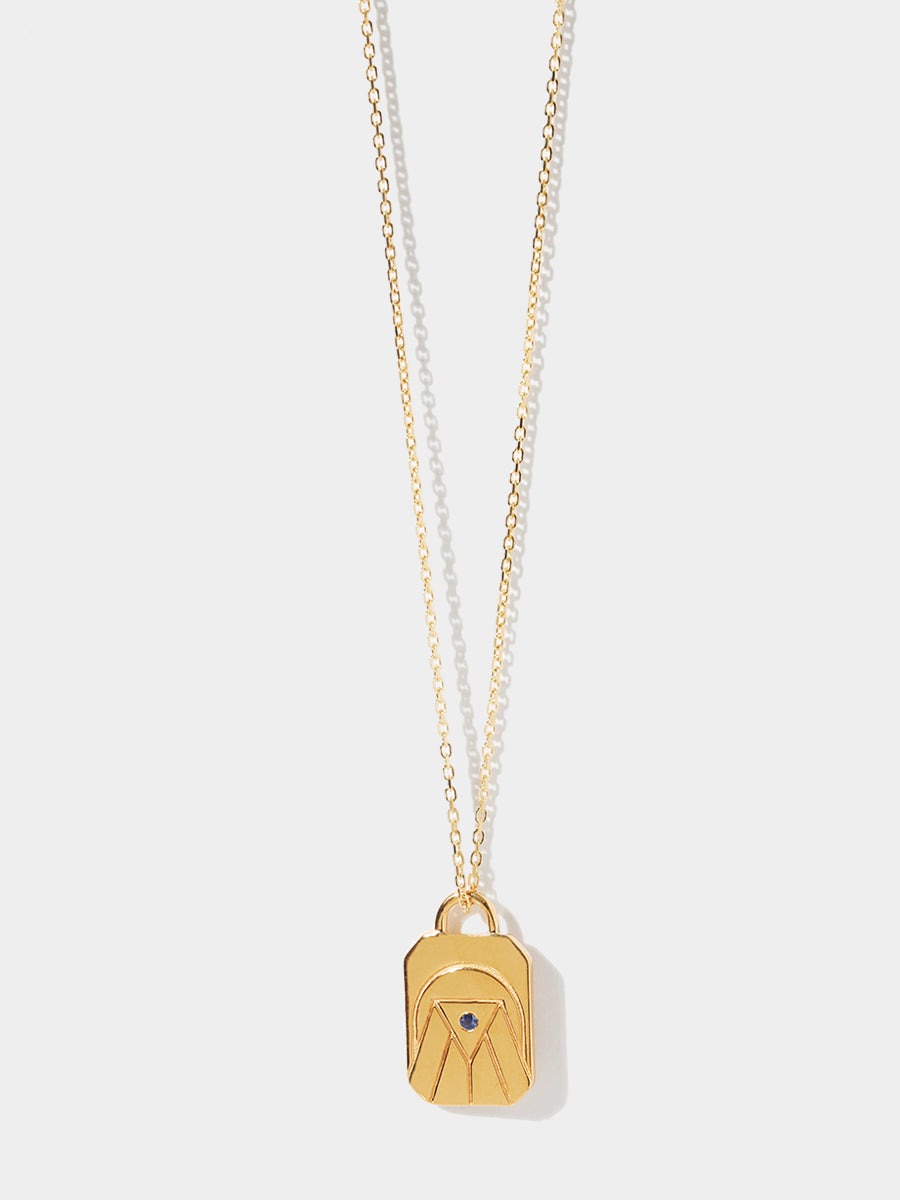 Gold Elements Water Sign Necklace with Sapphire