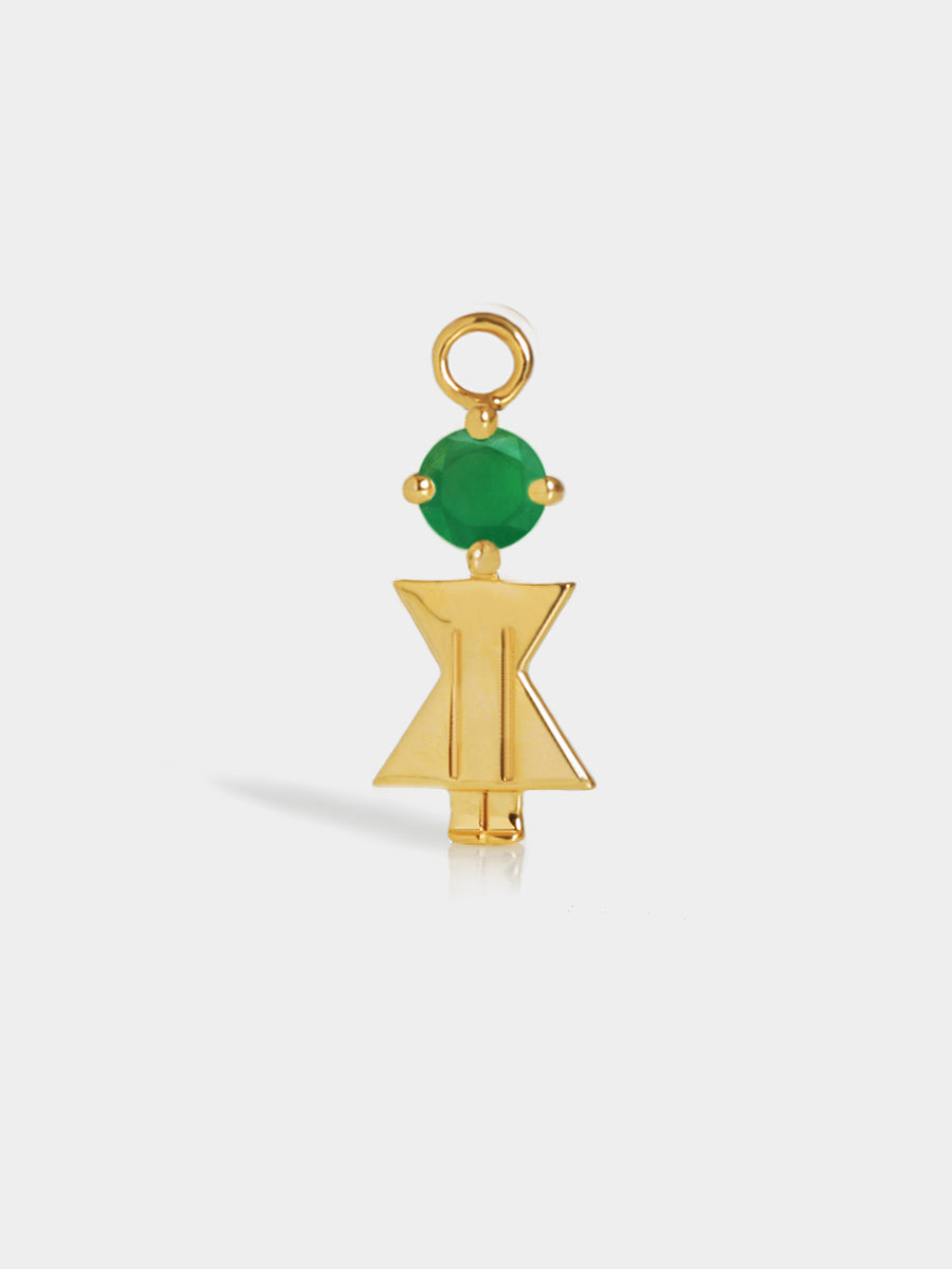 Birthstone Range Gold Mum or Woman with Connector - Emerald Quartz Gemstone - May