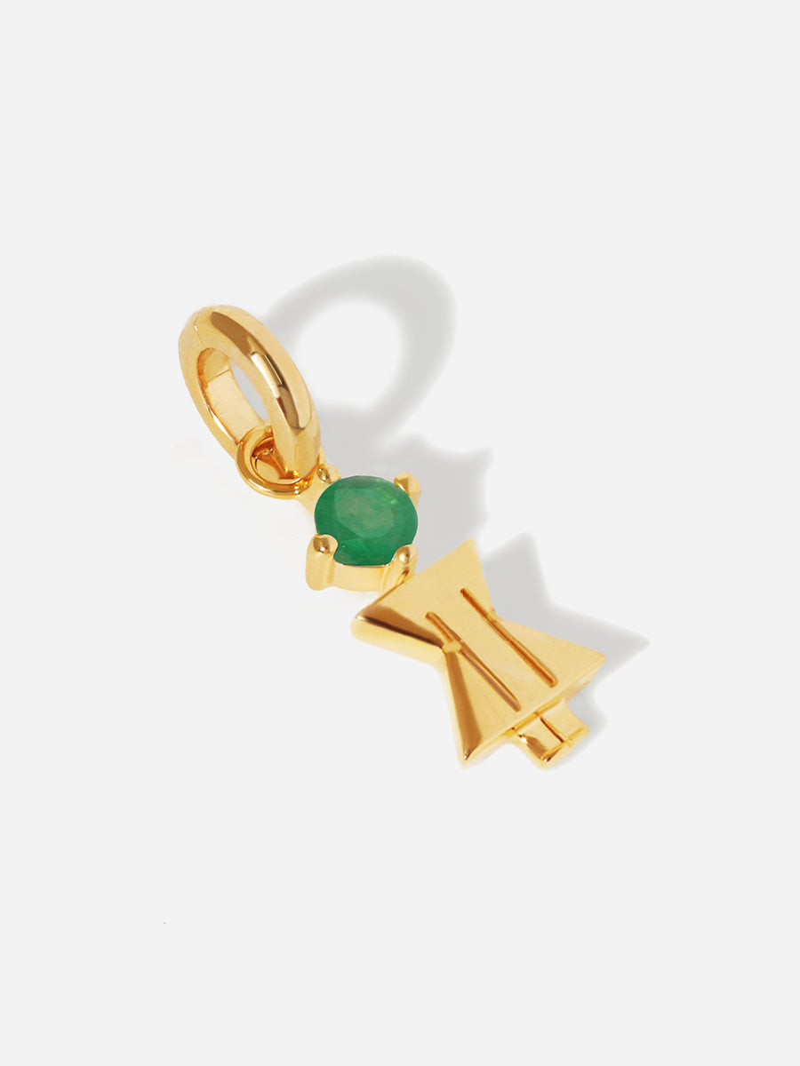 Birthstone Range Gold Mum or Woman with Connector - Emerald Quartz Gemstone - May
