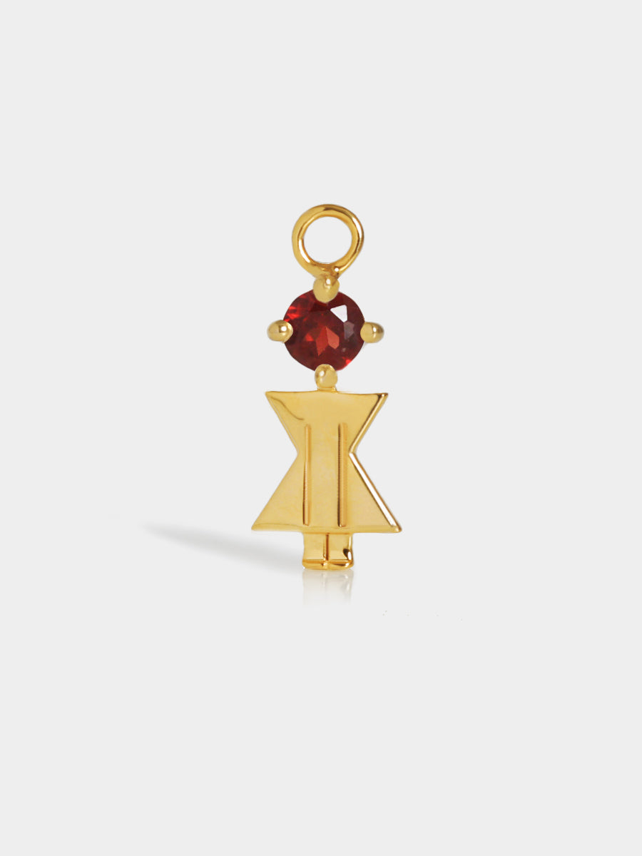 Birthstone Range Gold Mum or Woman with Connector - Garnet Gemstone - January