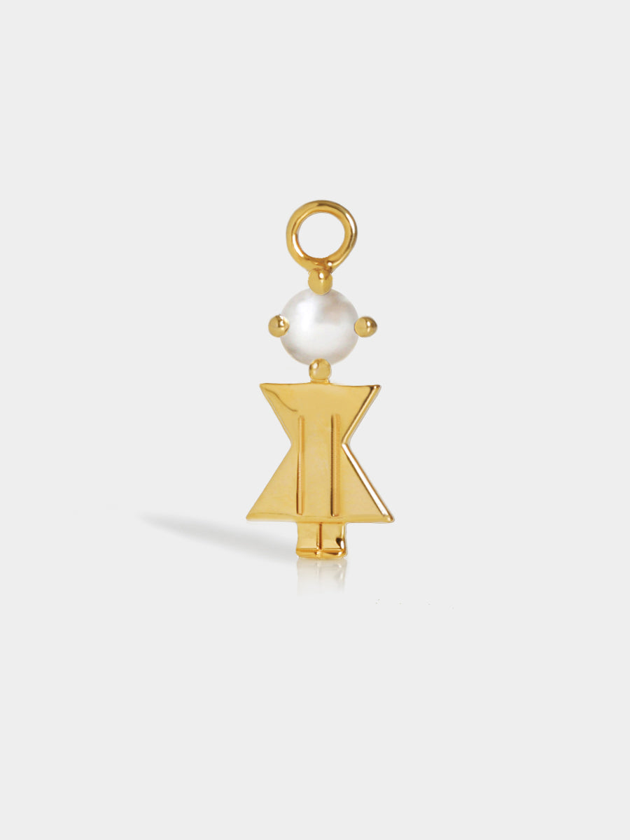 Birthstone Range Gold Mum or Woman with Connector - Pearl Gemstone - June