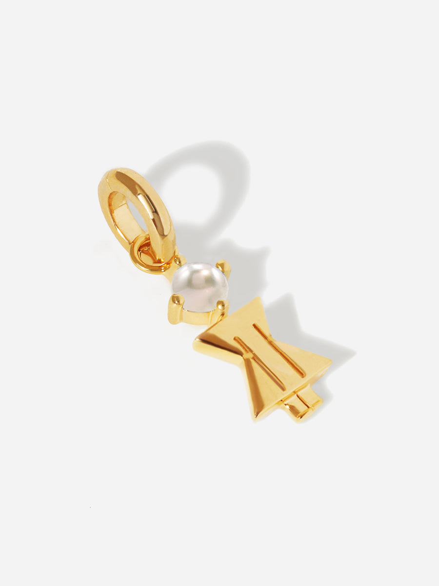 Birthstone Range Gold Mum or Woman with Connector - Pearl Gemstone - June