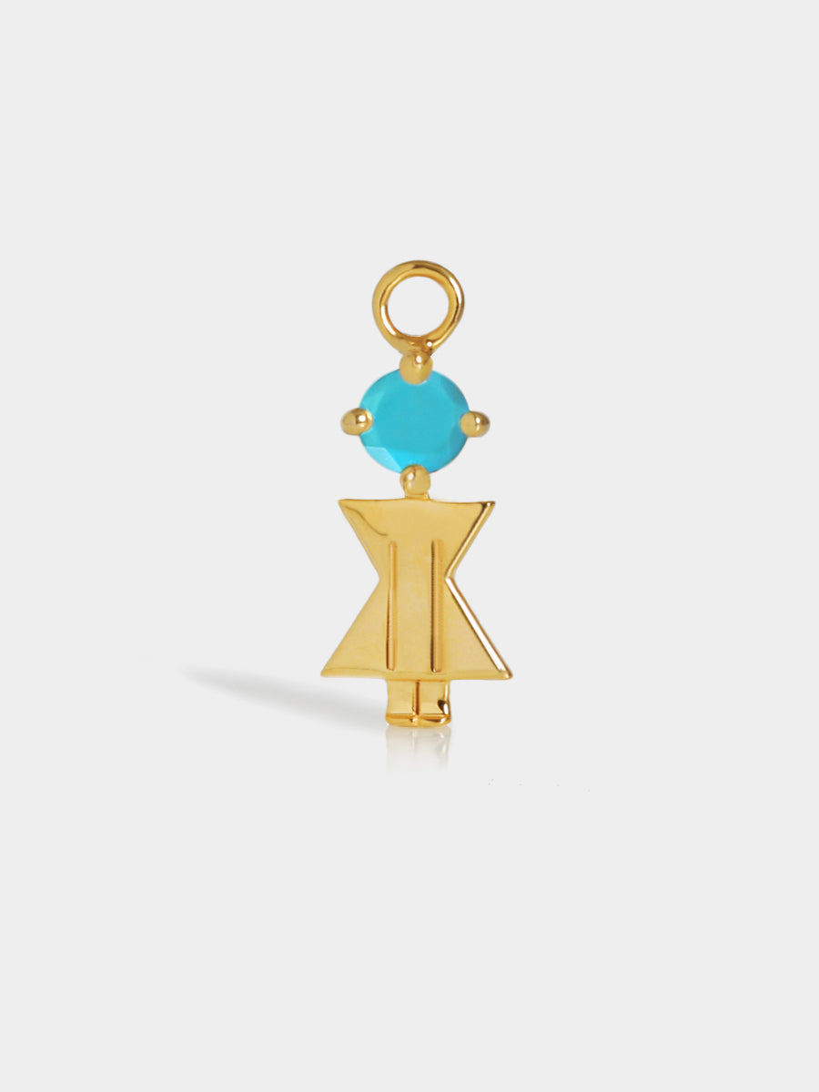 Birthstone Range Gold Mum or Woman with Connector - Turquoise Gemstone - December