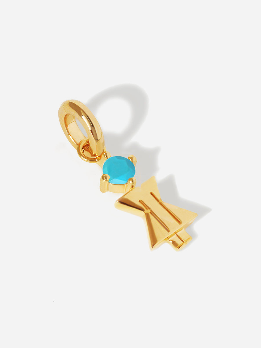 Birthstone Range Gold Mum or Woman with Connector - Turquoise Gemstone - December
