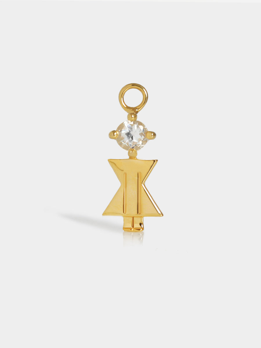 Birthstone Range Gold Mum or Woman with Connector - White Topaz Gemstone - April