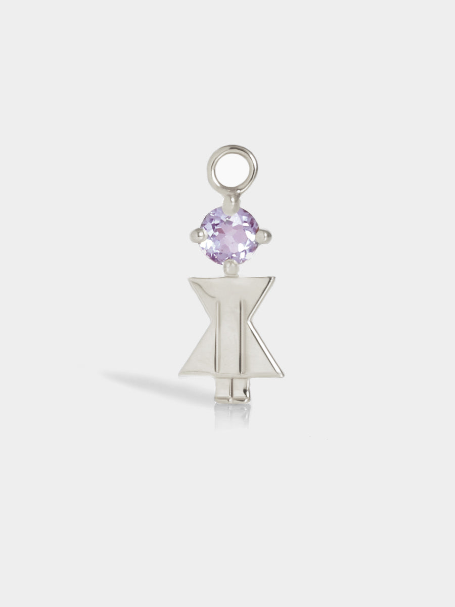 Birthstone Range Silver Mum or Woman with Connector - Brazilian Amethyst Gemstone - February