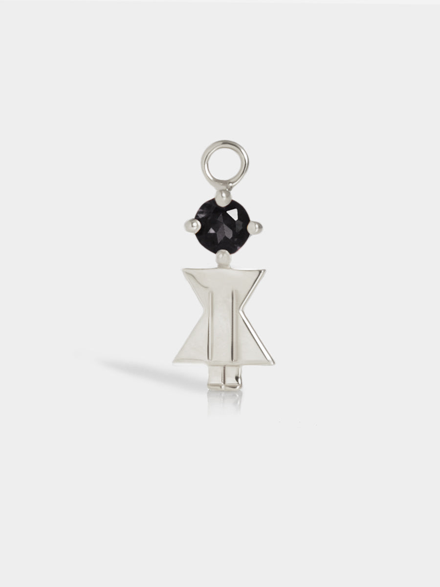 Moments Range Silver Mum or Woman with Connector - Black Spinel Gemstone