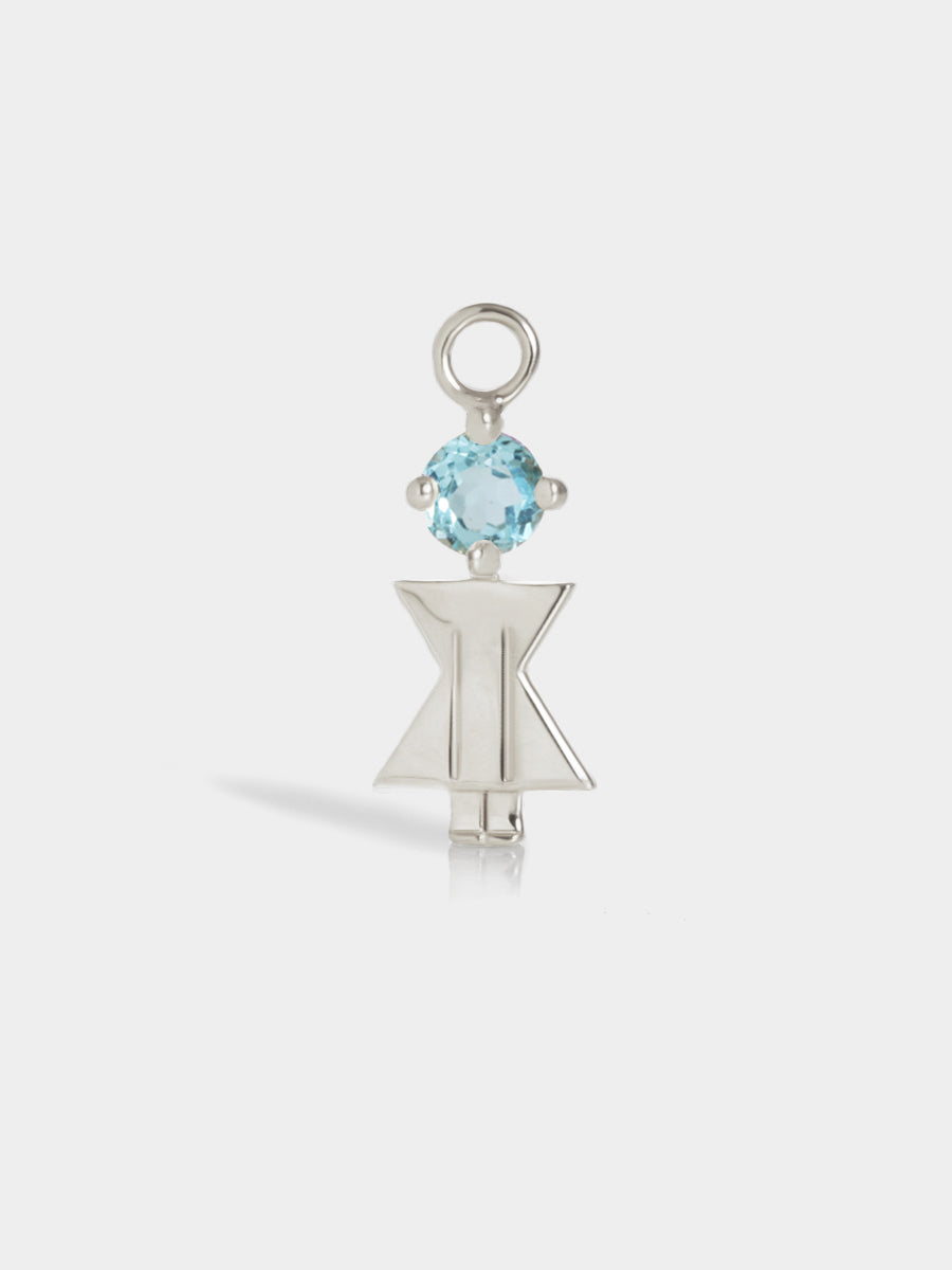 Birthstone Range Silver Mum or Woman with Connector - Blue Topaz Gemstone - March