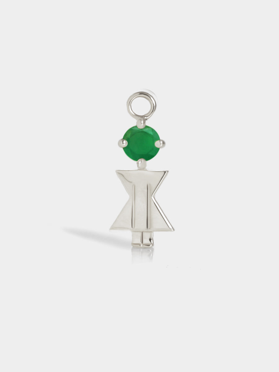 Birthstone Range Silver Mum or Woman with Connector - Emerald Quartz Gemstone - May