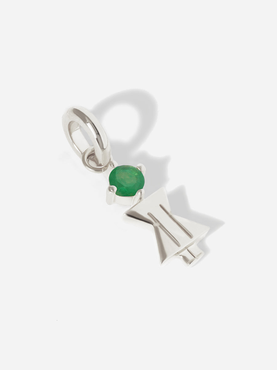Birthstone Range Silver Mum or Woman with Connector - Emerald Quartz Gemstone - May