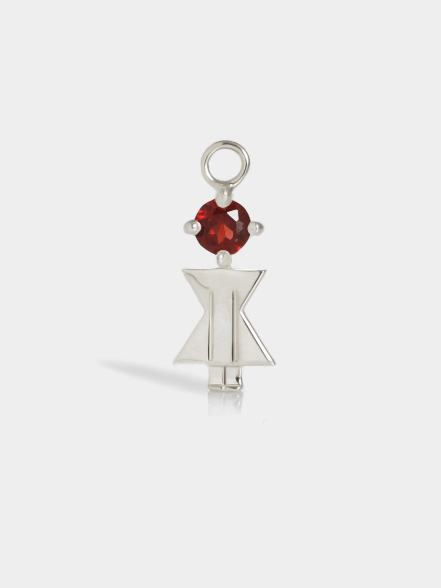Birthstone Range Silver Mum or Woman with Connector - Garnet Gemstone - January