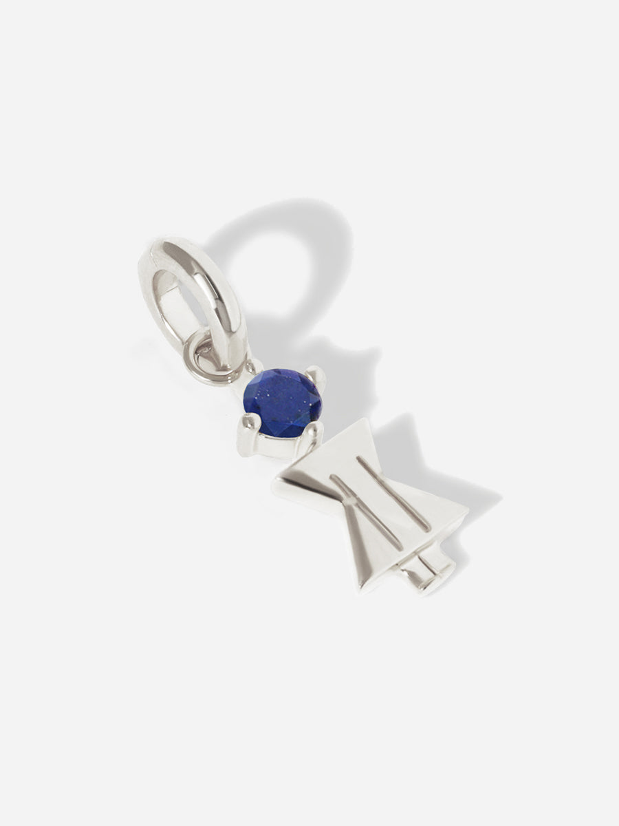 Birthstone Range Silver Mum or Woman with Connector - Lapis Gemstone - September