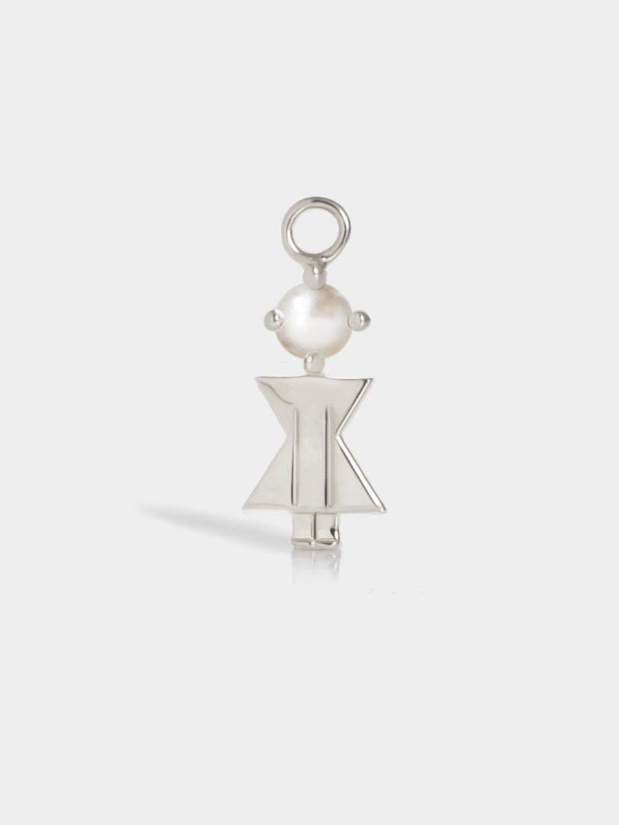 Birthstone Range Silver Mum or Woman with Connector - Pearl Gemstone - June