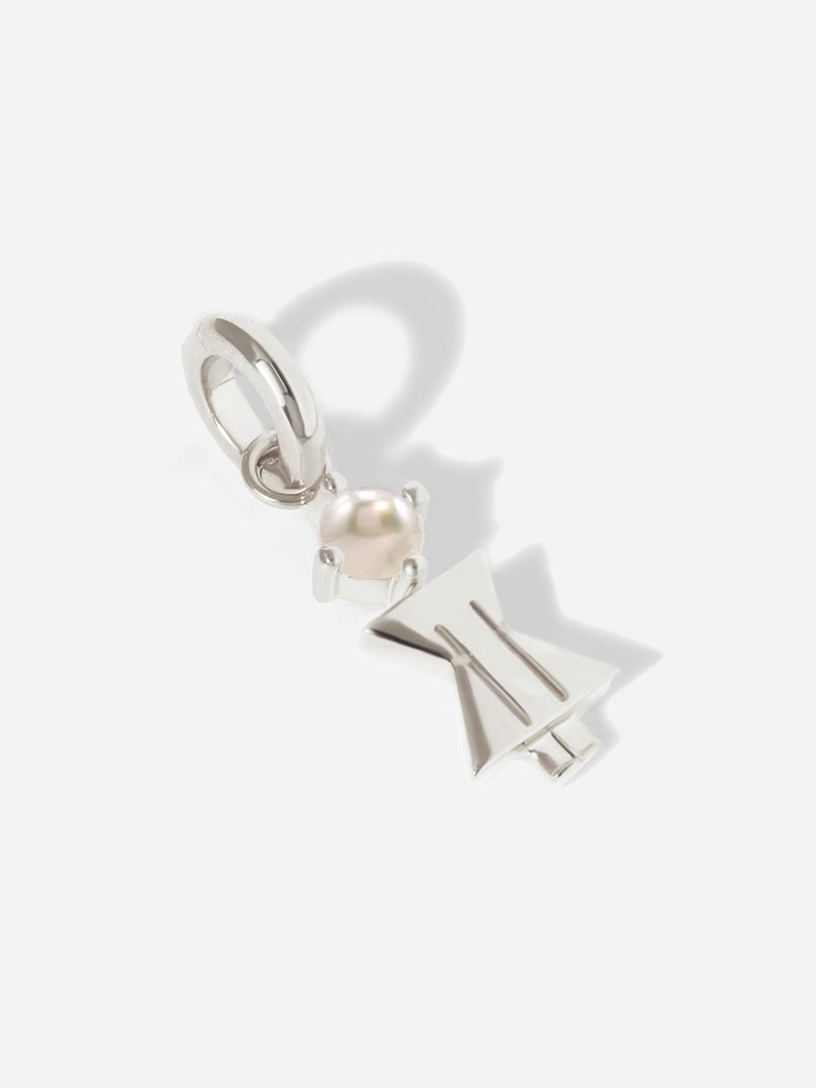 Birthstone Range Silver Mum or Woman with Connector - Pearl Gemstone - June