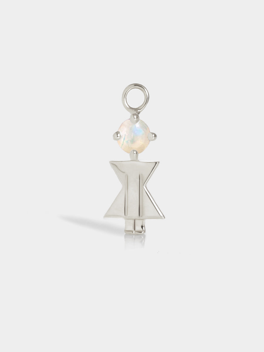 Birthstone Range Silver Mum or Woman with Connector - Moonstone Gemstone - October