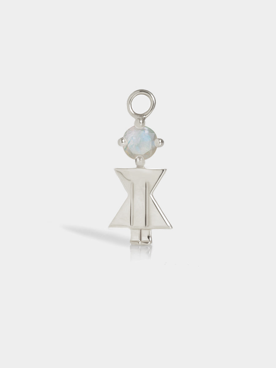 Eyes Range Silver Mum or Woman with Connector - Grey Moonstone Gemstone