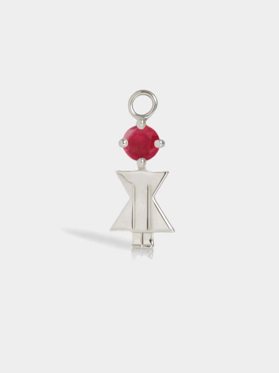 Birthstone Range Silver Mum or Woman with Connector - Ruby Quartz Gemstone - July