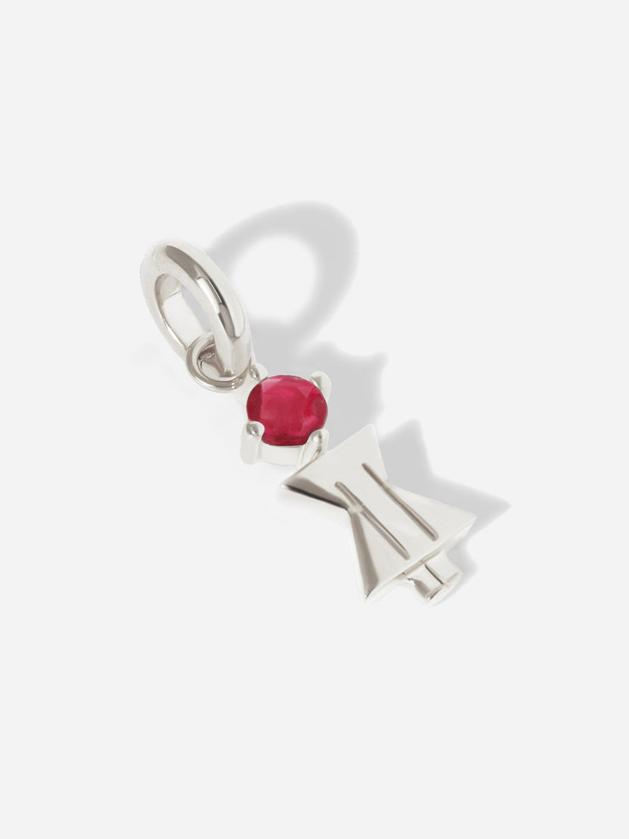 Birthstone Range Silver Mum or Woman with Connector - Ruby Quartz Gemstone - July