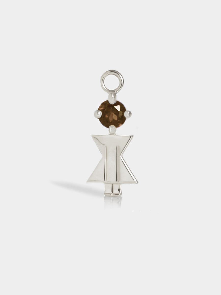 Eyes Range Silver Mum or Woman with Connector - Smokey Topaz Gemstone