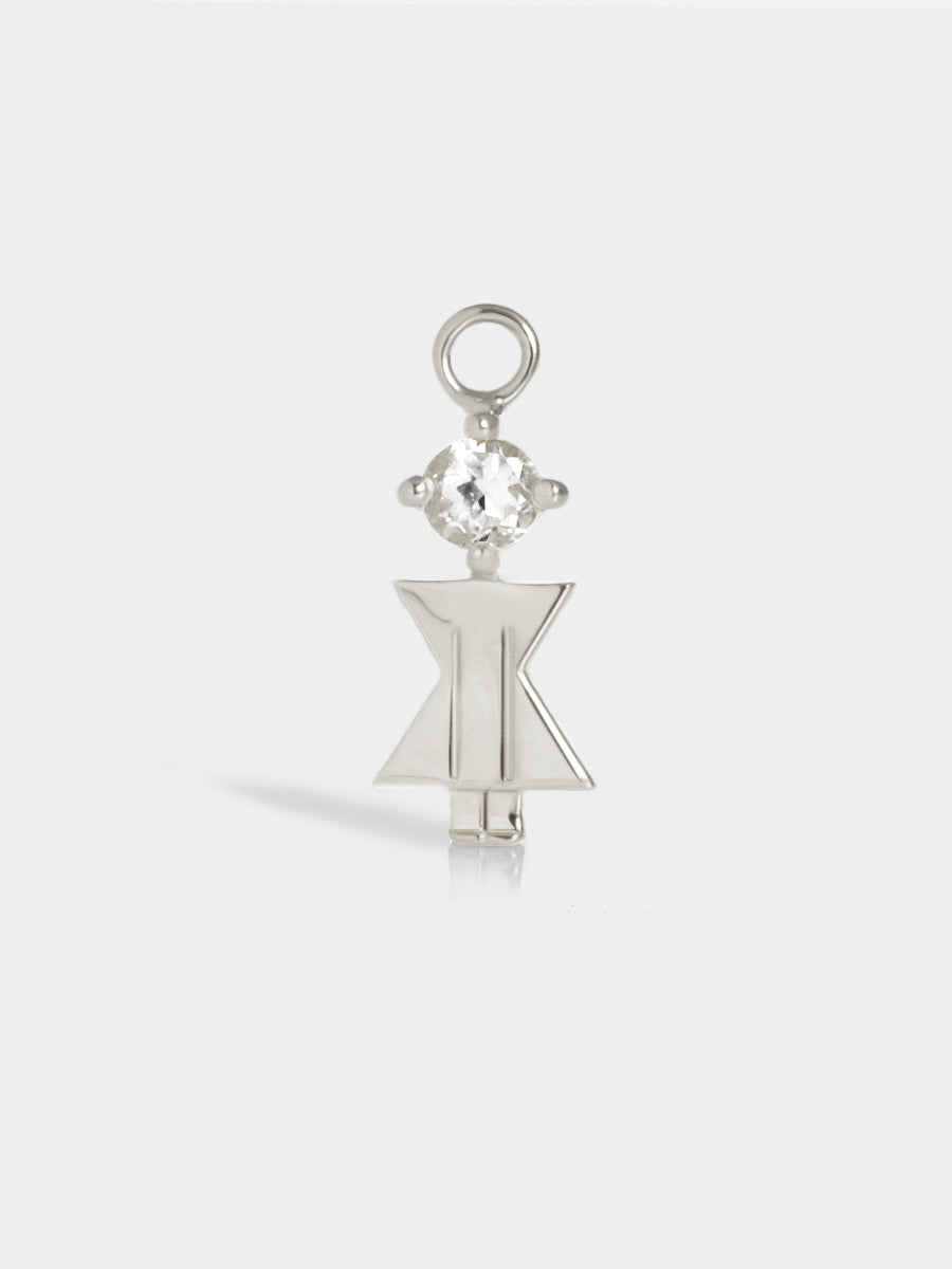 Birthstone Range Silver Mum or Woman with Connector - White Topaz Gemstone - April