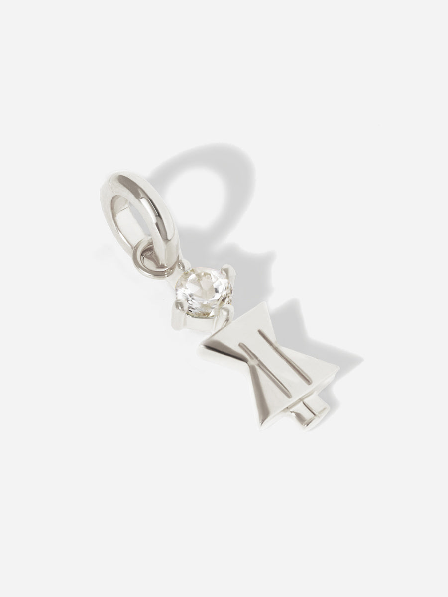 Birthstone Range Silver Mum or Woman with Connector - White Topaz Gemstone - April