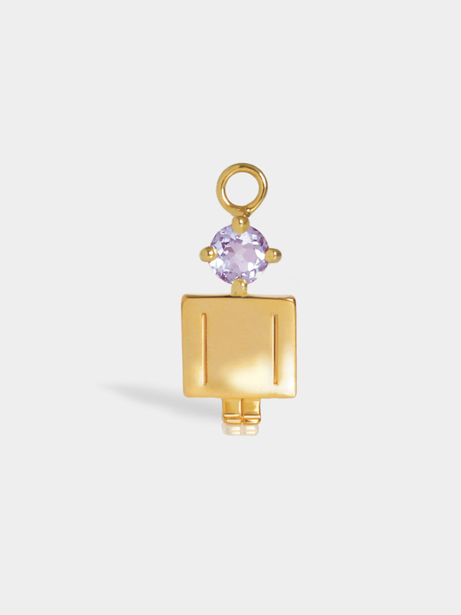 Birthstone Range Gold Dad or Man with Connector - Brazilian Amethyst Gemstone - February