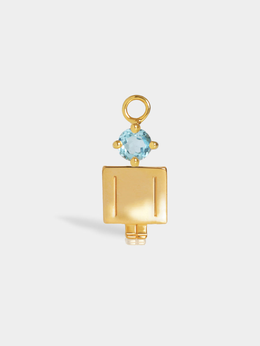 Birthstone Range Gold Dad or Man with Connector - Blue Topaz Gemstone - March