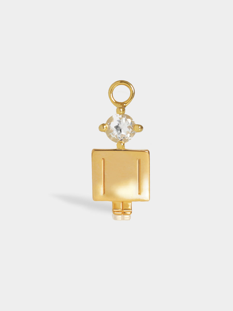 Birthstone Range Gold Dad or Man with Connector - White Topaz Gemstone - April