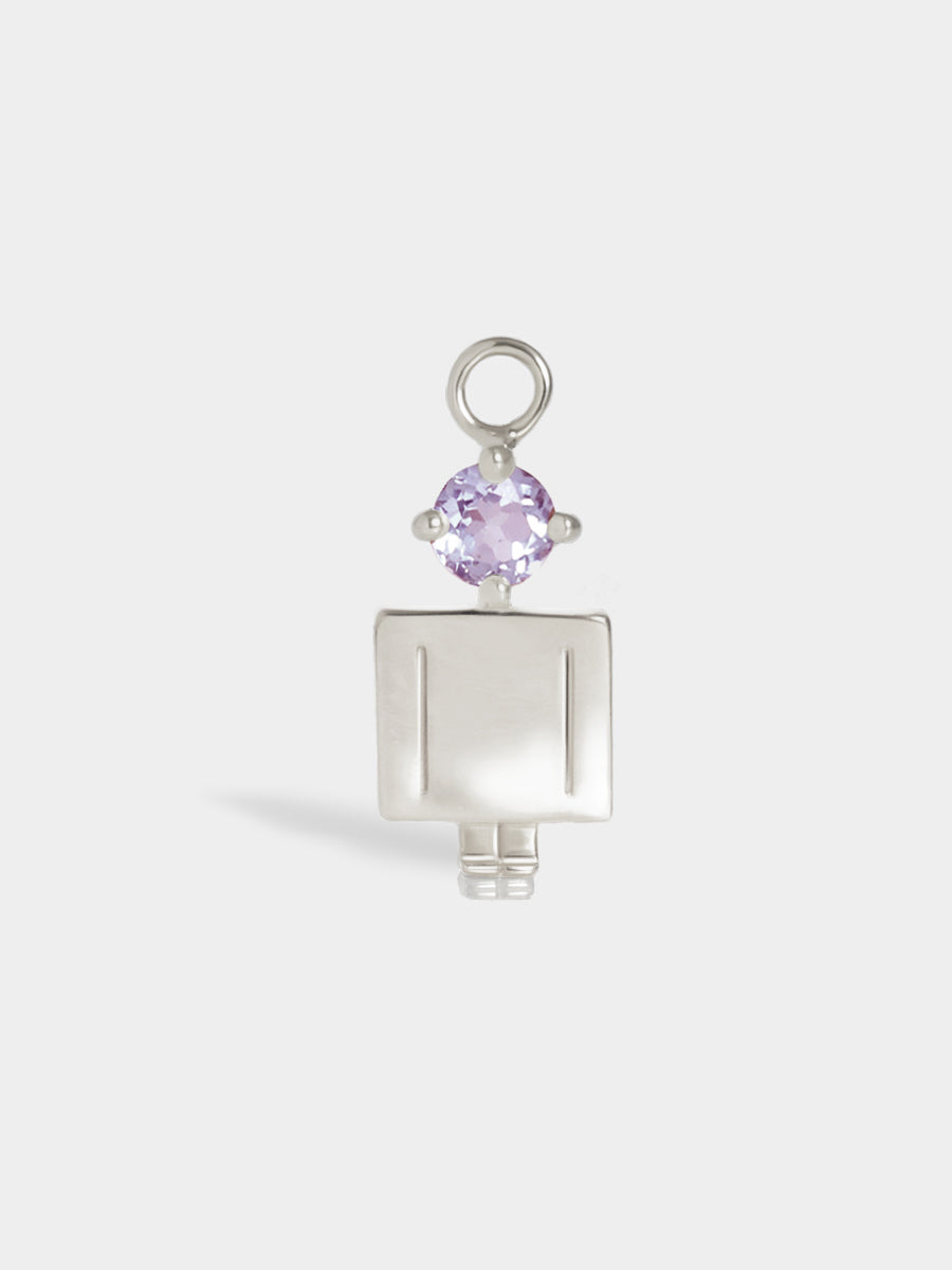 Birthstone Range Silver Dad or Man with Connector - Brazilian Amethyst Gemstone - February
