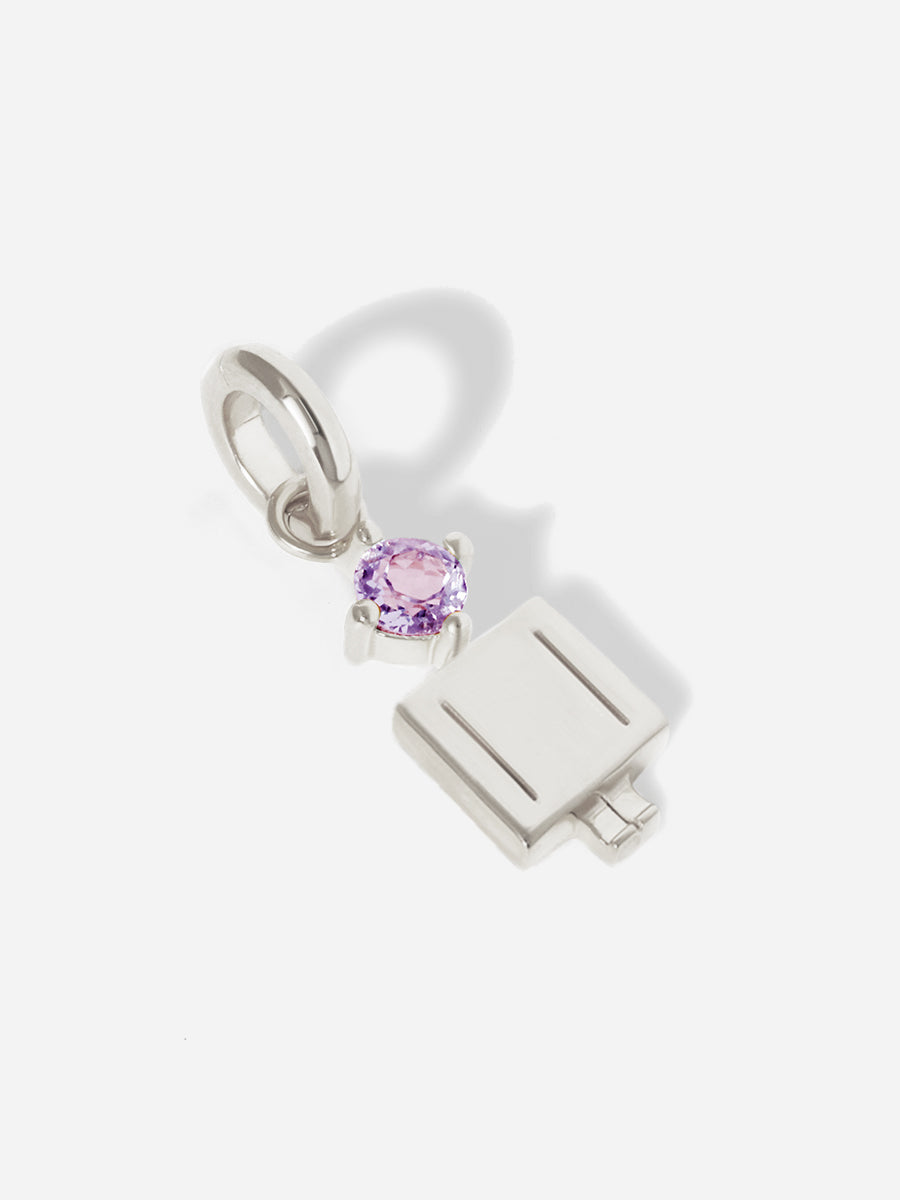 Birthstone Range Silver Dad or Man with Connector - Brazilian Amethyst Gemstone - February