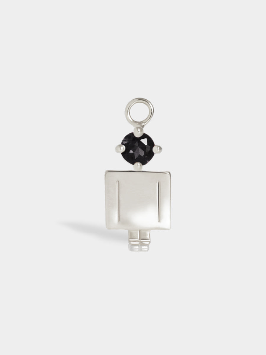 Moments Range Silver Dad or Man with Connector - Black Spinel Gemstone