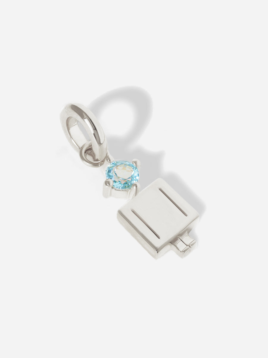Birthstone Range Silver Dad or Man with Connector - Blue Topaz Gemstone - March